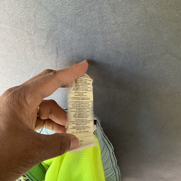 Y2K Nike Board Shorts Trunks Men's Medium Vintage Swoosh Logo Neon Green Black - Picture 10 of 12